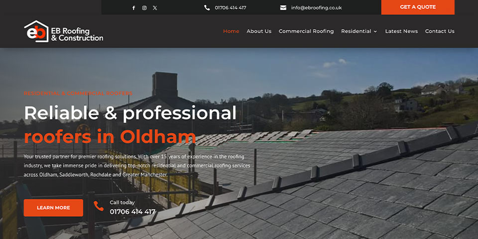 Web Design for EB Roofing